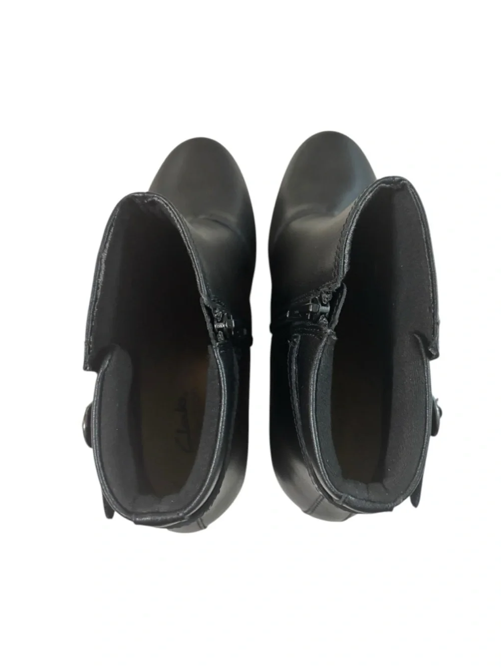 Clarks Emily2 Belle Boots Womens Size 9 Black Leather Ankle Booties Heel Zip - Picture 4 of 15